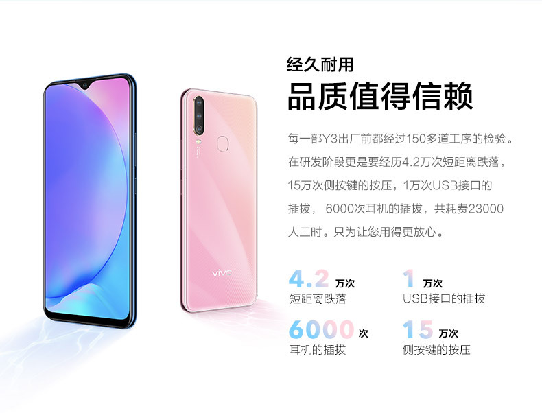 vivo y3 全网通4g智能手机 闪充5000毫安 老年模式 原封 vivo批发