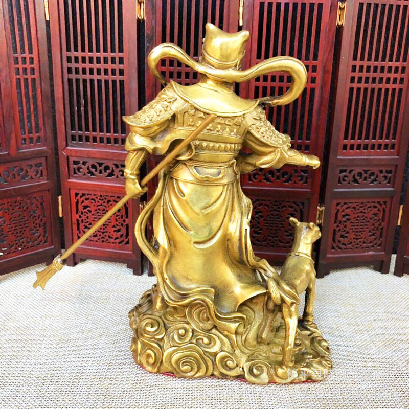黄铜二郎神家居摆件二郎真君哮天犬铜金属工艺品杨戬铜像摆设铜器