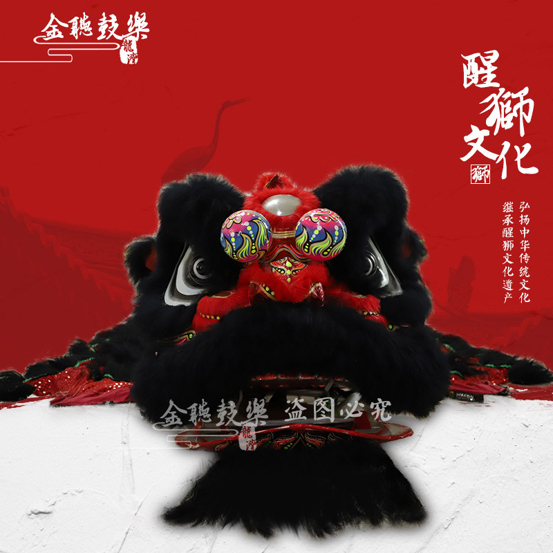 佛山舞狮批发现货醒狮道具套装 南北狮头套装舞龙羊毛狮子服装