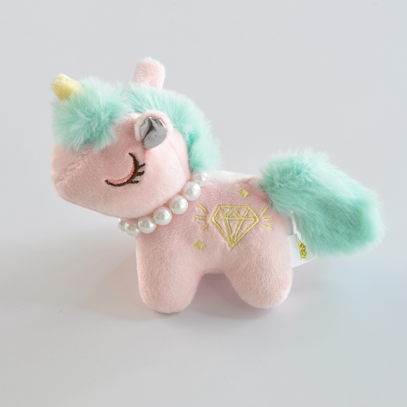 INS Doll Origin Supply Pink Girl Heart Pearl Unicorn Plush Toy Key Chain Pendant Wholesale