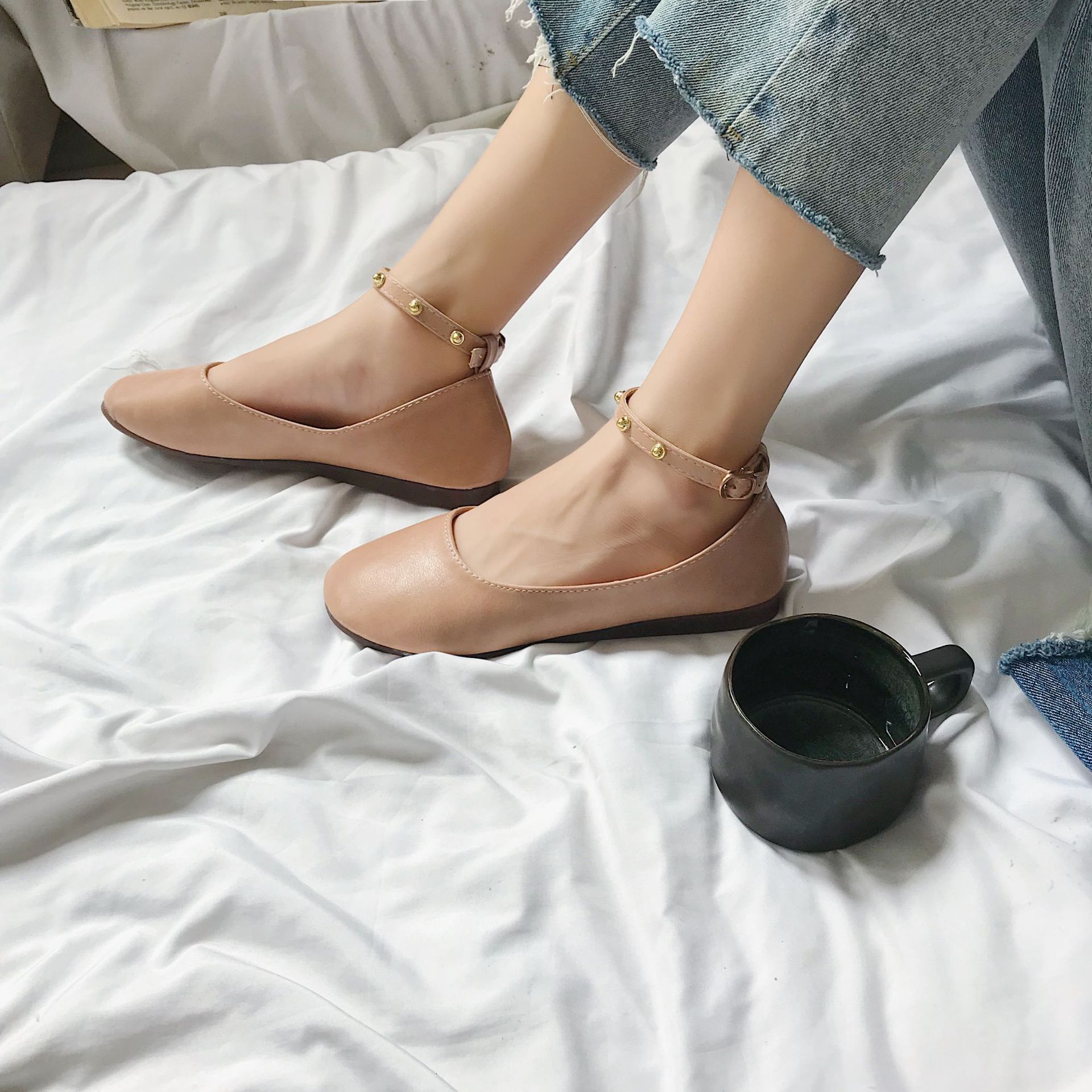 豆豆鞋女2019春秋季新款韩版平底学生单鞋女鞋软底奶奶鞋一件代发