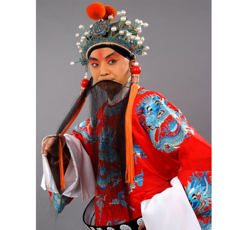 戏剧戏曲京剧鬓口假胡子长胡须挂胡三柳黑三髯白三髯口长髯灰批发