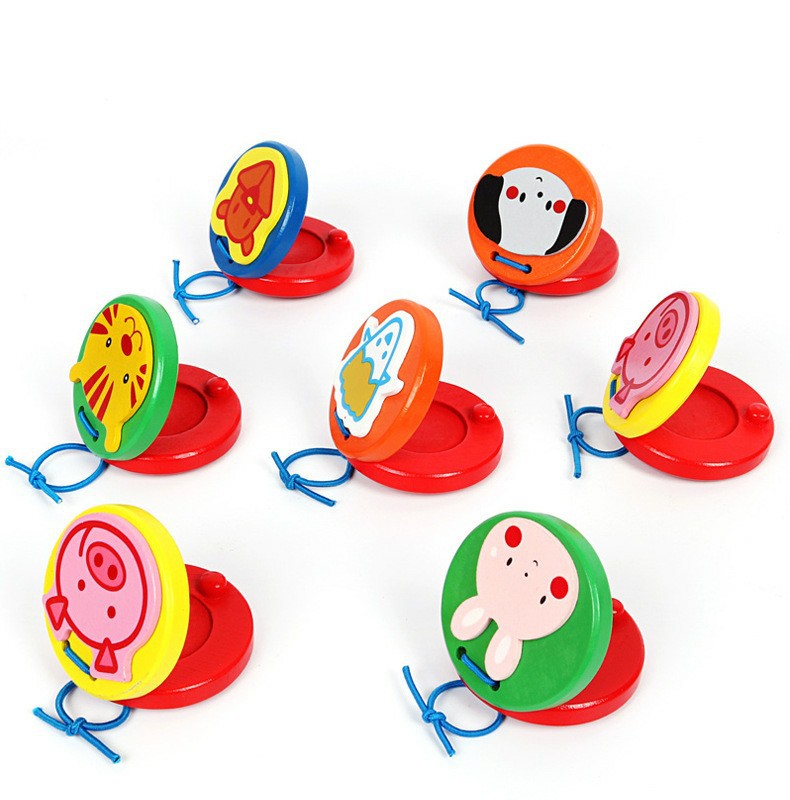 儿童卡通动物响板奥尔夫乐器圆形幼儿启蒙益智力拍打板厂家直销