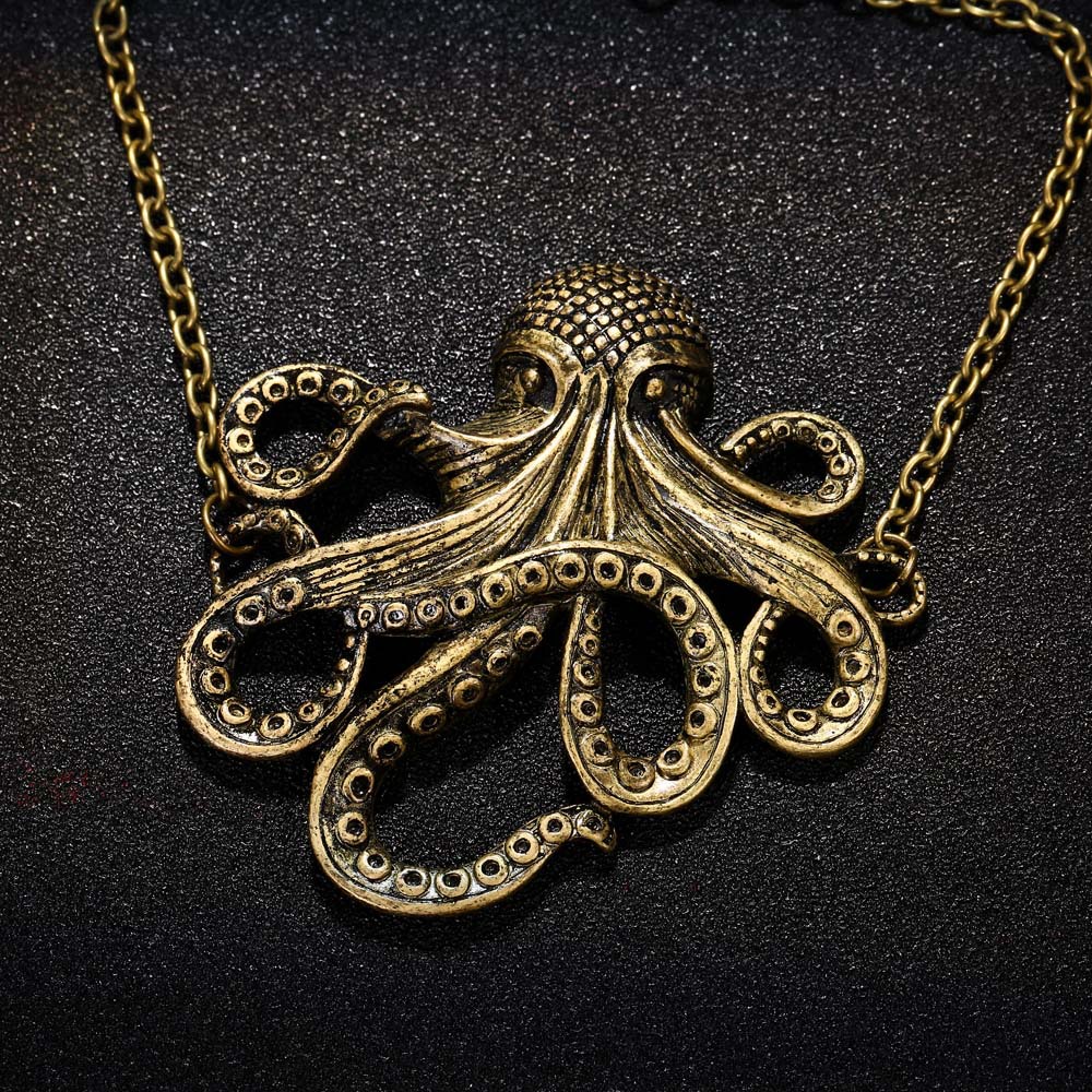 ebay热卖欧美个性复古嘻哈八爪章鱼吊坠手链男士中性手饰品批发