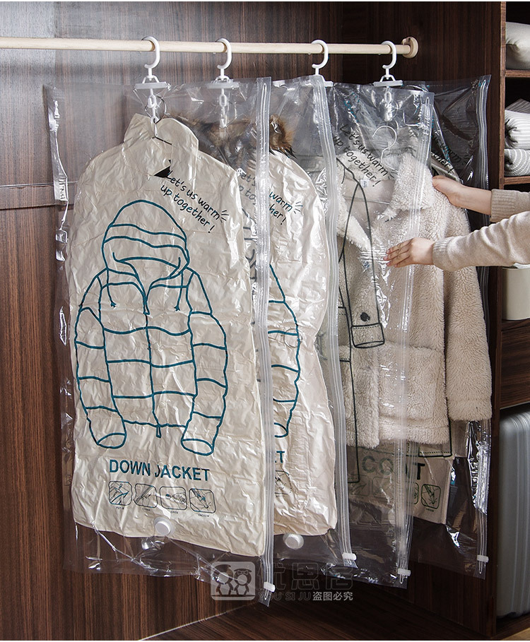 挂式透明羽绒服抽气真空压缩袋 家用装衣服大衣整理收纳袋