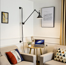 床头客厅卧室北欧创意简约个性设计师背景墙旋转伸缩折叠长杆壁灯