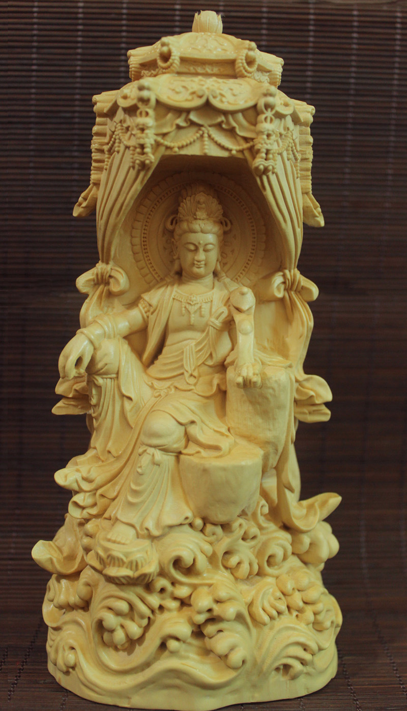 黄杨木雕工艺品宝盖观音菩萨佛像家居庙宇结缘供奉摆件可一件代发