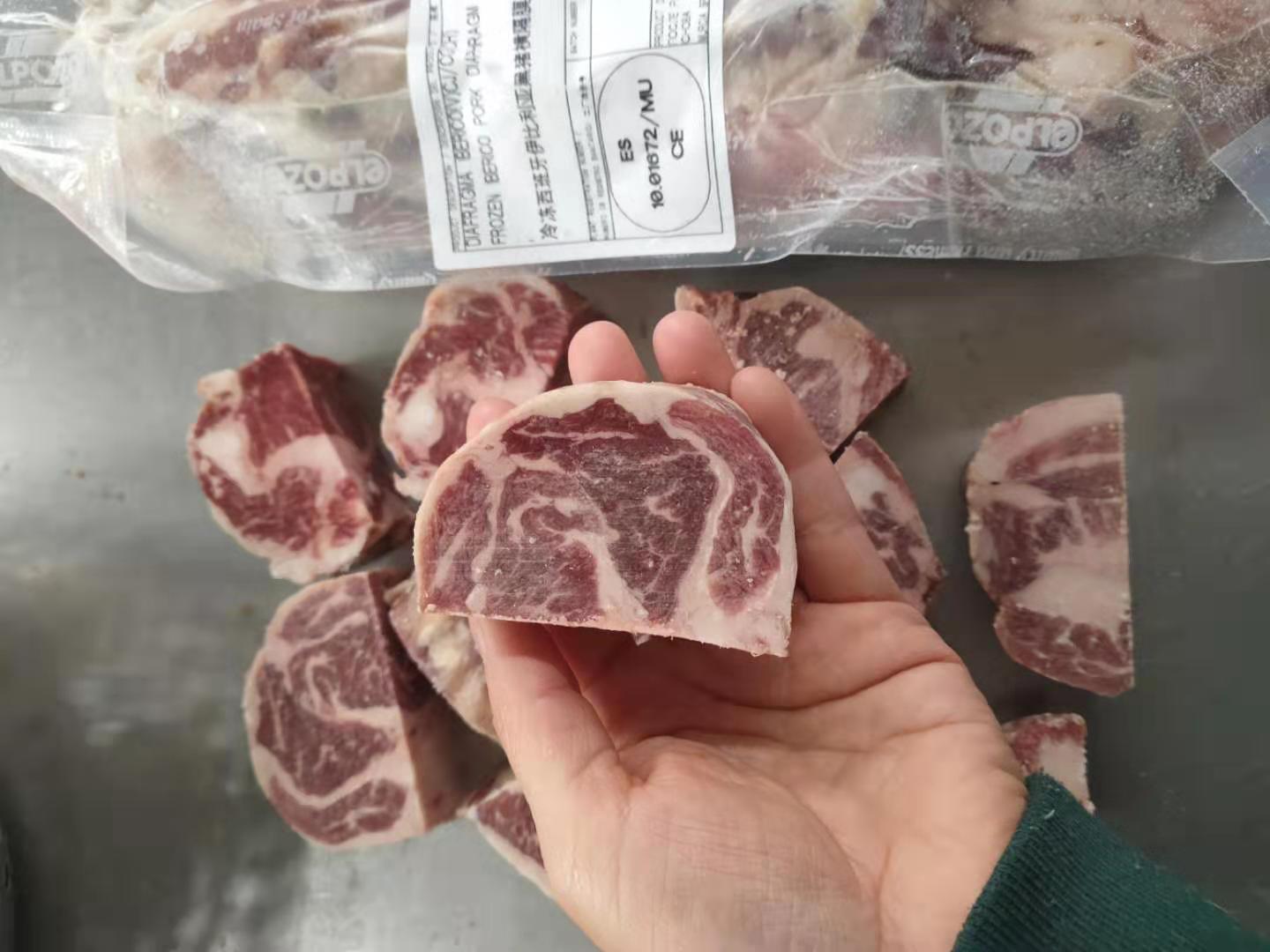 西班牙1672伊比利亚黑猪肉黑猪横膈膜冷冻去骨猪外肌肉黑猪烤猪肉