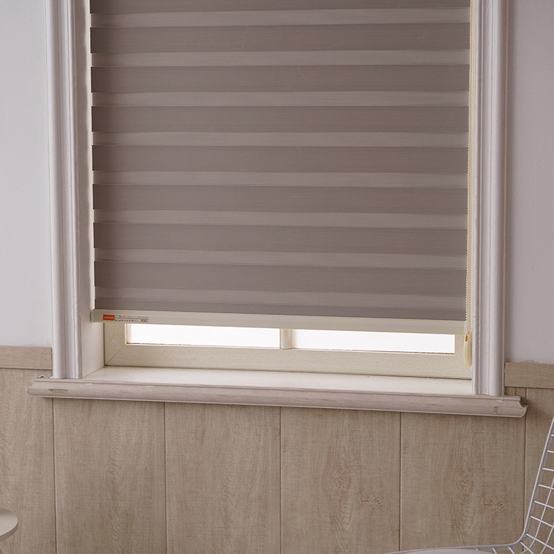 双层日夜帘卷帘 斜纹全遮光柔纱帘 成品百叶窗帘 浴室办公室卷帘