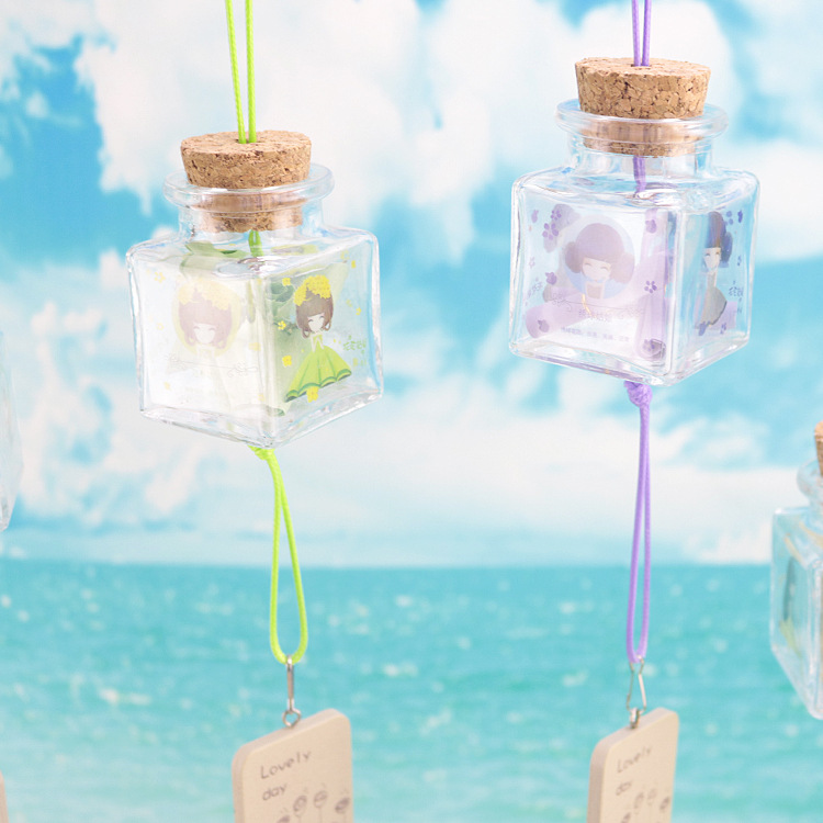 彩色许愿瓶风铃漂流瓶玻璃风铃创意家居挂件学生礼品挂饰生日礼物