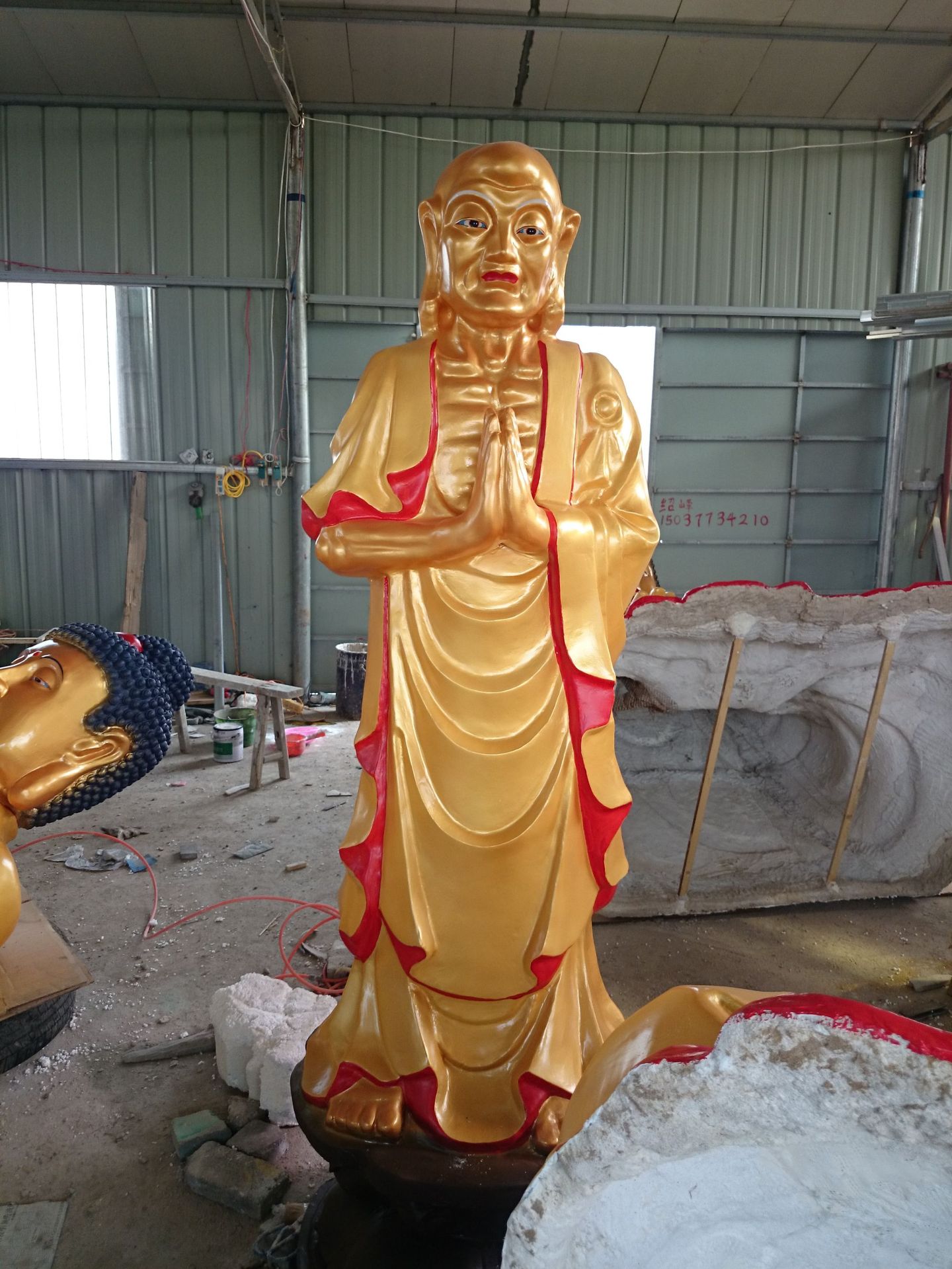 释迦摩尼 阿难迦叶树脂玻璃钢佛像彩绘贴金河南佛像厂直销