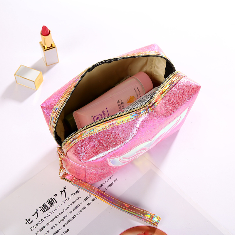 Cross-Border Colorful Pu Laser Cosmetic Bag Cartoon Women's Storage Bag Large Capacity Wash Bag Waterproof Fashion Handbag