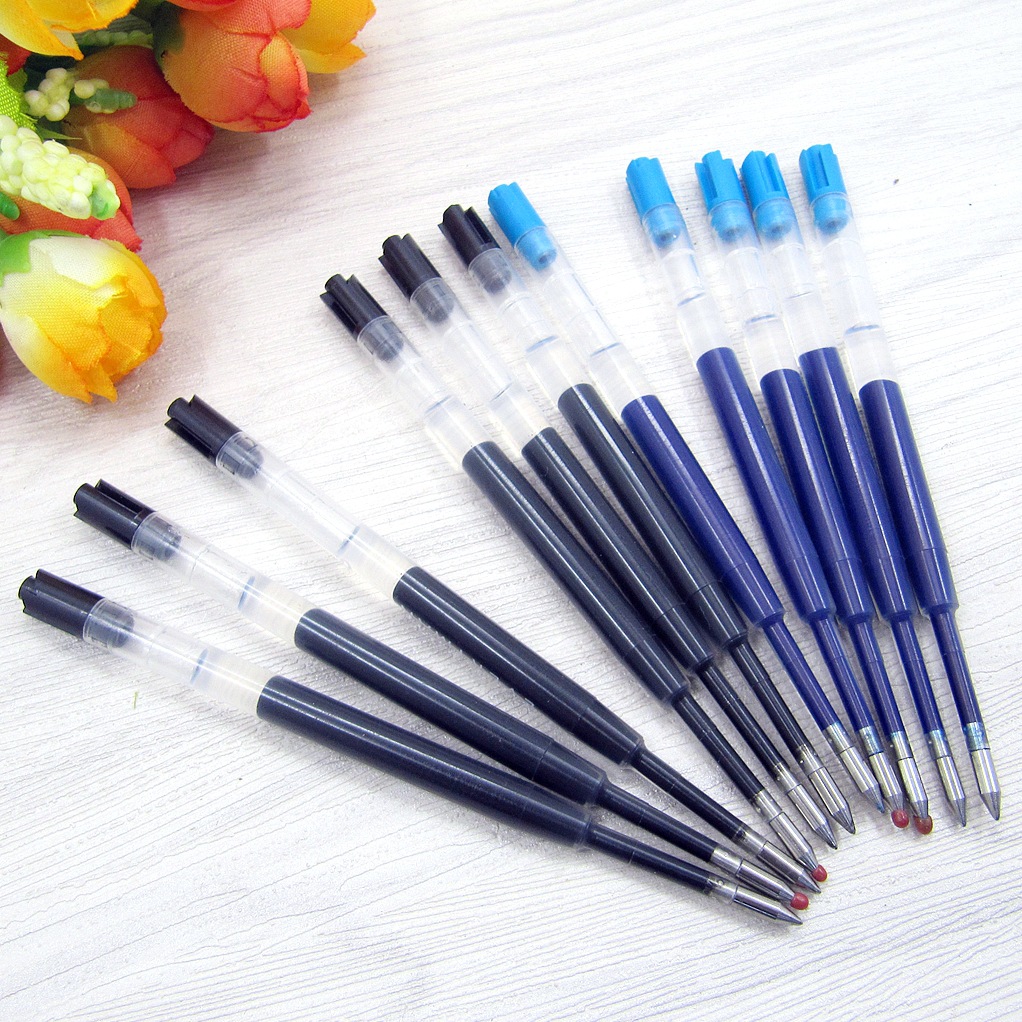 现货供应424中性芯 进口墨水笔芯按动笔通用塑料芯 0.50.7蓝黑色