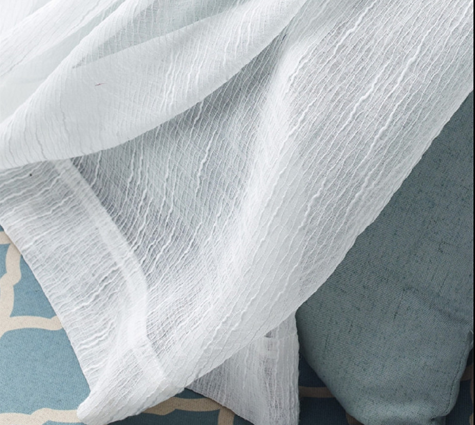 台飘窗客厅卧室窗帘纱成品定做麻纱纱布白色窗纱帘透光阳