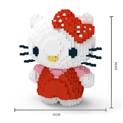 儿童科教手工益智玩具中颗粒拼装积木创意拼插动漫摆件卡通kitty