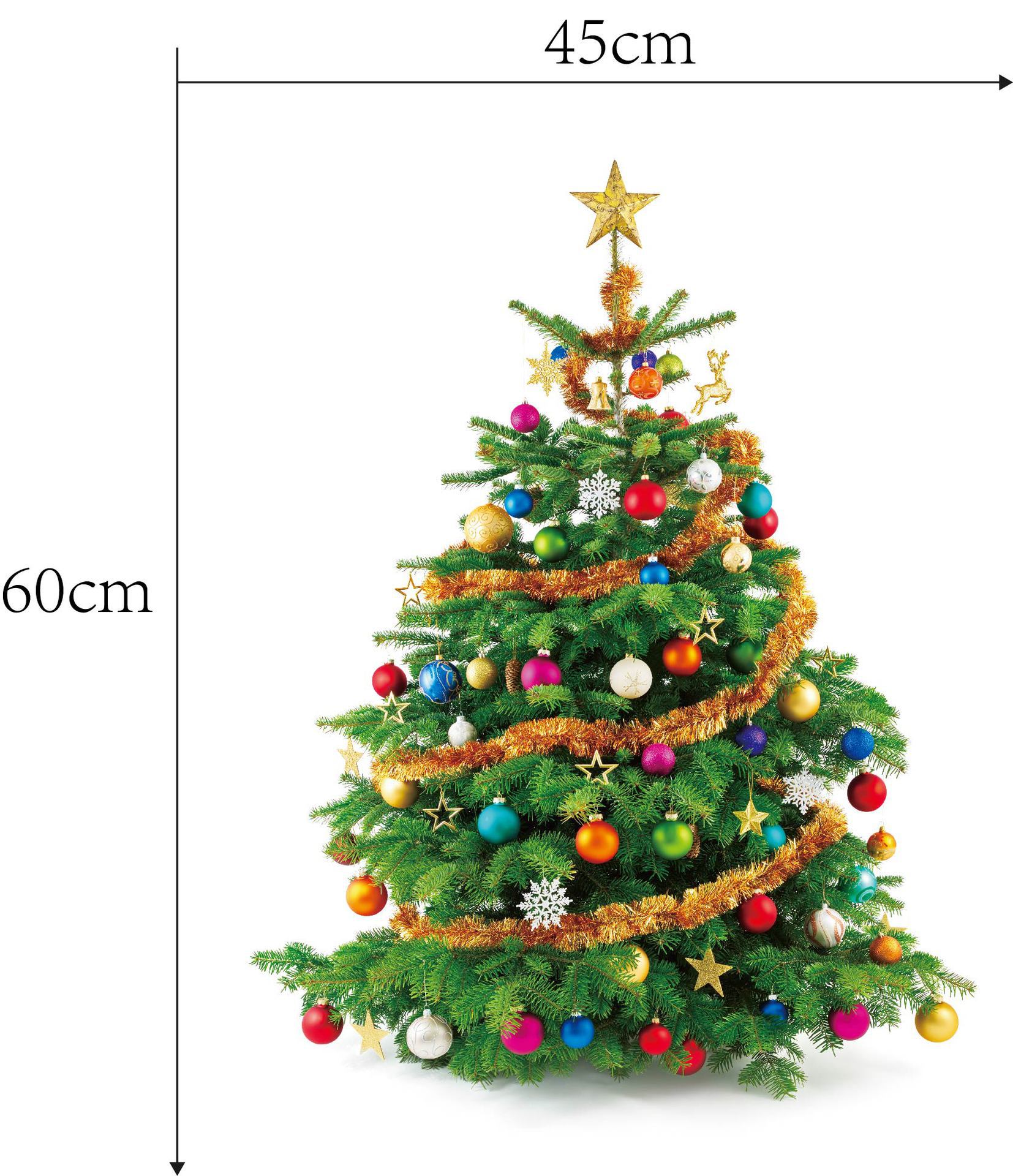 新款圣诞墙 贴画merry christmas彩色吊球贴画圣诞树橱窗玻璃贴