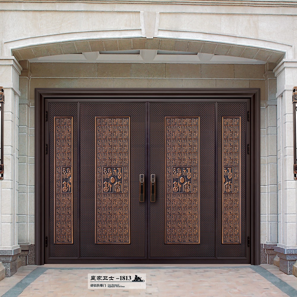 厂家定制 别墅大门仿铜门 仿红铜别墅进户大门 中式风格门 仿古门