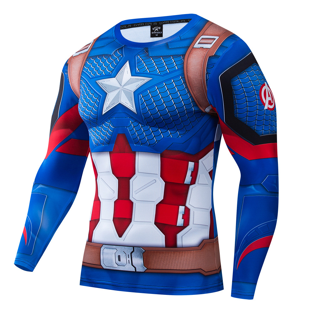 漫威美国队长衣服复仇者联盟4周边cos同款鱼鳞战衣漫威t恤