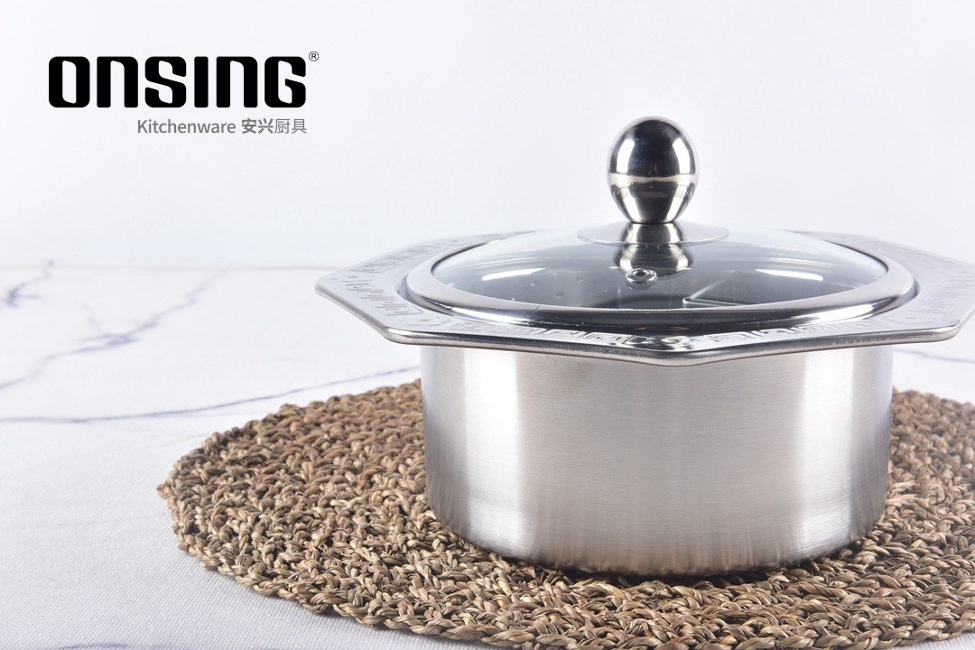 加厚无磁201不锈钢八角小火锅单人商用汤锅电磁炉小火锅涮涮锅