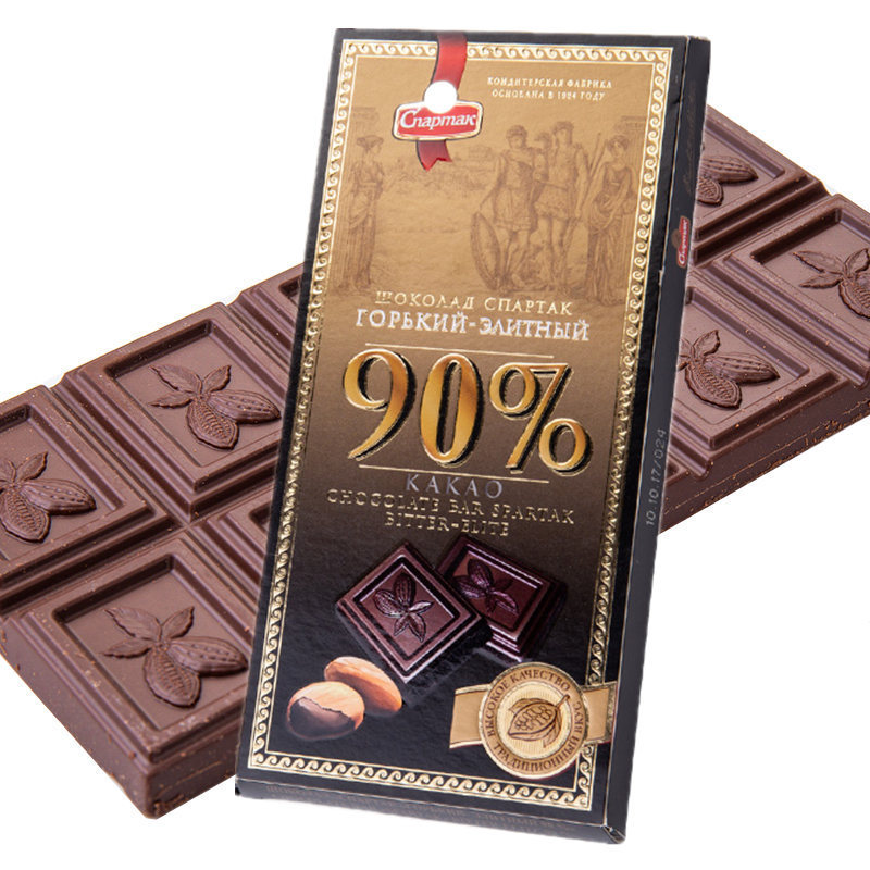 斯巴达黑巧克力 俄罗斯进口90%可可巧克力 90g/块 25块/盒