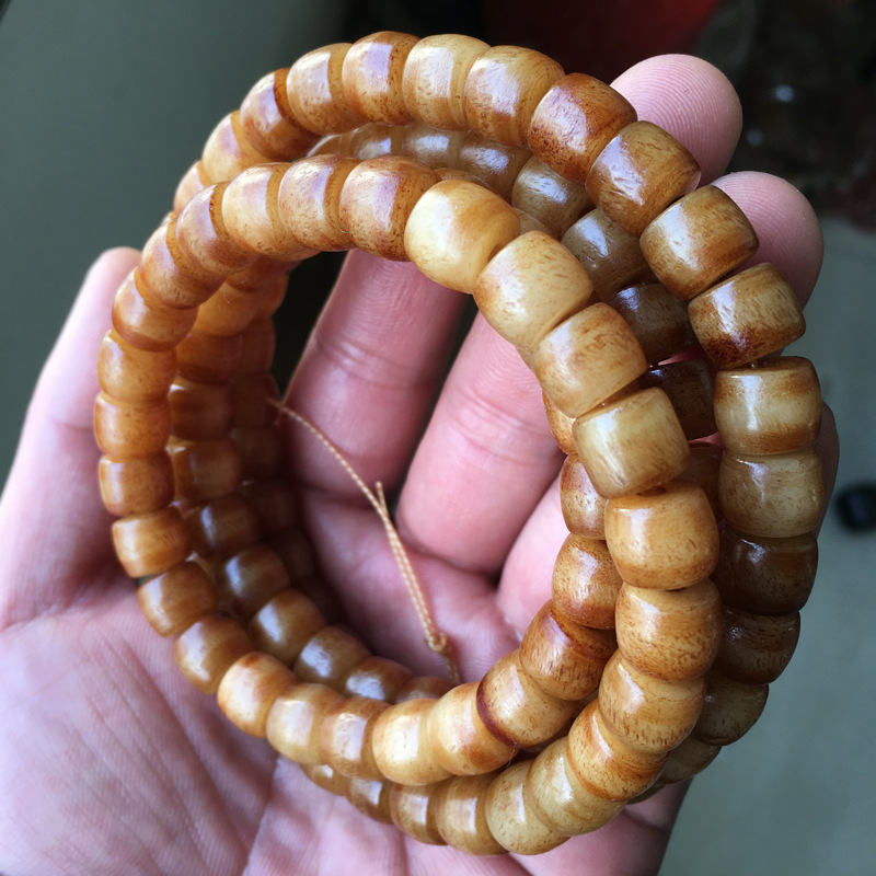 做旧 鹿骨桶珠108颗 佛珠手链 骨玩念珠 带血丝 10*8mm