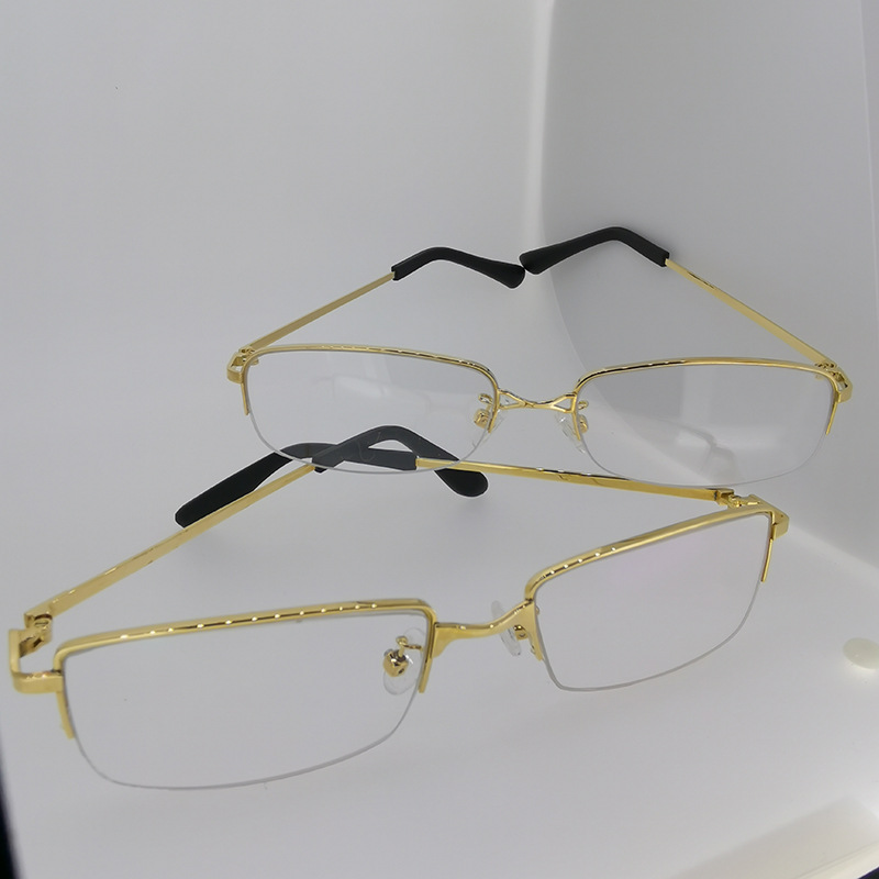简约眼镜架18k金眼镜框近视眼镜时尚半框眼镜贵金属眼镜框批发