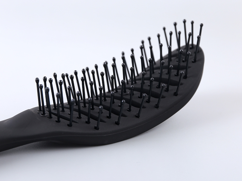 黑色系列排骨梳子 吹发按摩梳耐热直卷发塑料黑色梳子造型发梳