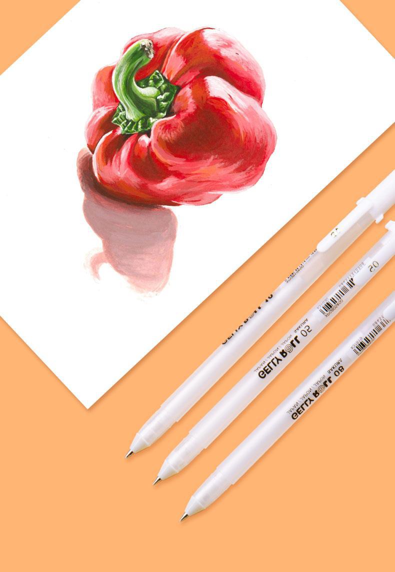 日本sakura樱花纯白高光笔白线笔手绘设计波晒笔黑纸适用xpgb#50