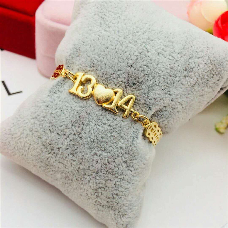 真空电镀首饰黄铜镀金饰品 1314手链 一生一世爱心女时尚配饰批发