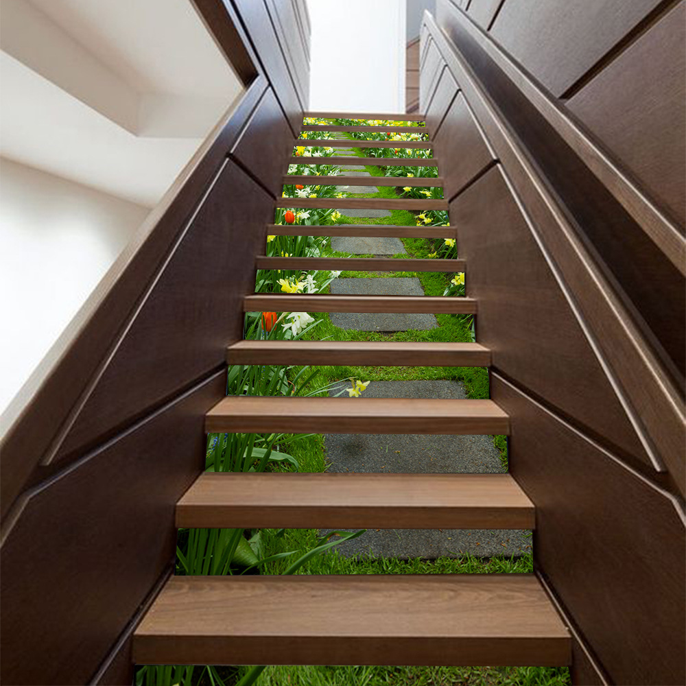 lt1326楼梯贴拼花款立体贴纸3d仿真可移防水墙贴卧室客厅diy墙纸