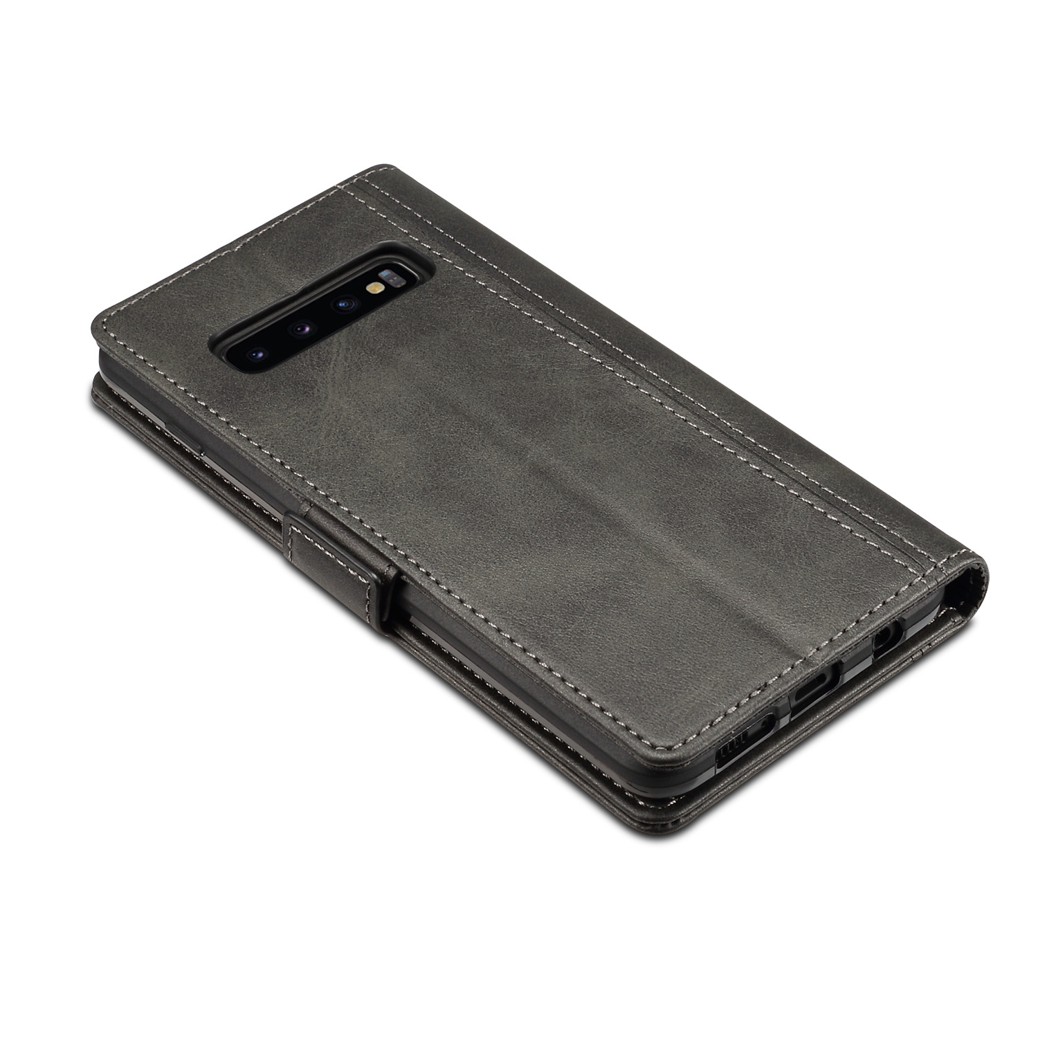 三星galaxys10plus手机套s10e手机壳翻盖插卡皮套拼色钱夹全包边