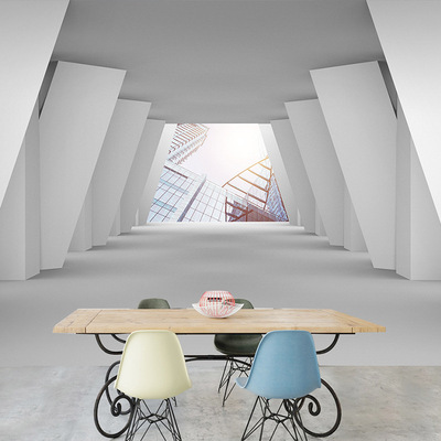 3d立体墙纸视觉延伸空间壁纸客厅卧室网咖办公室公司前台水泥背景