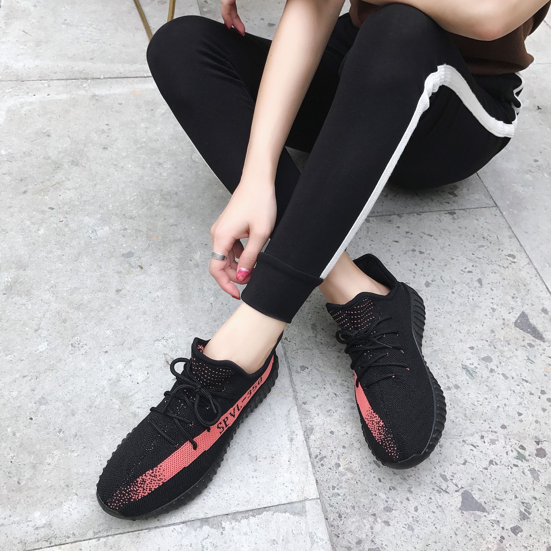 2019新款休闲运动鞋韩版百搭飞织350椰子鞋情侣鞋女运动潮跑步鞋