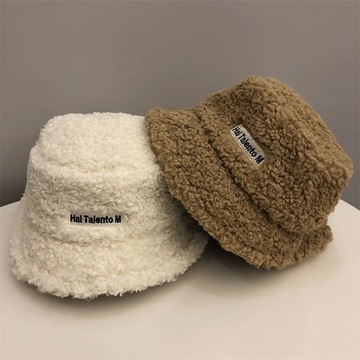 帽子女士baby同款仿羊羔毛渔夫帽秋冬热巴毛绒盆帽韩版泰迪毛帽子