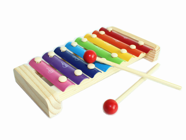 木制八音敲琴儿童玩具幼儿早教八音阶手敲琴益智乐器松木8音木琴