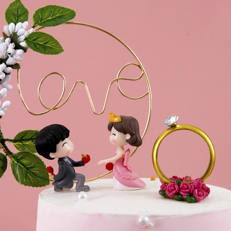 戒指蛋糕装饰摆件 求婚告白婚礼蛋糕装饰配件 钻戒蛋糕摆件配件