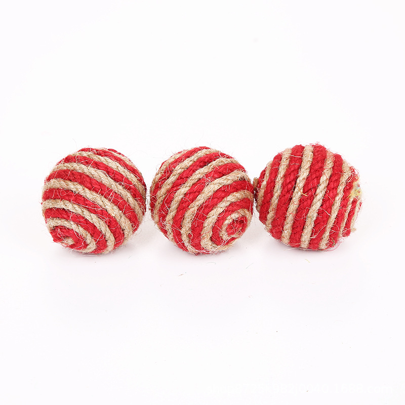 Pet Cat Toy Christmas Pet Supplies Hemp Rope Ball Jute Material Cat Toy Ball Rolling Sound Toy