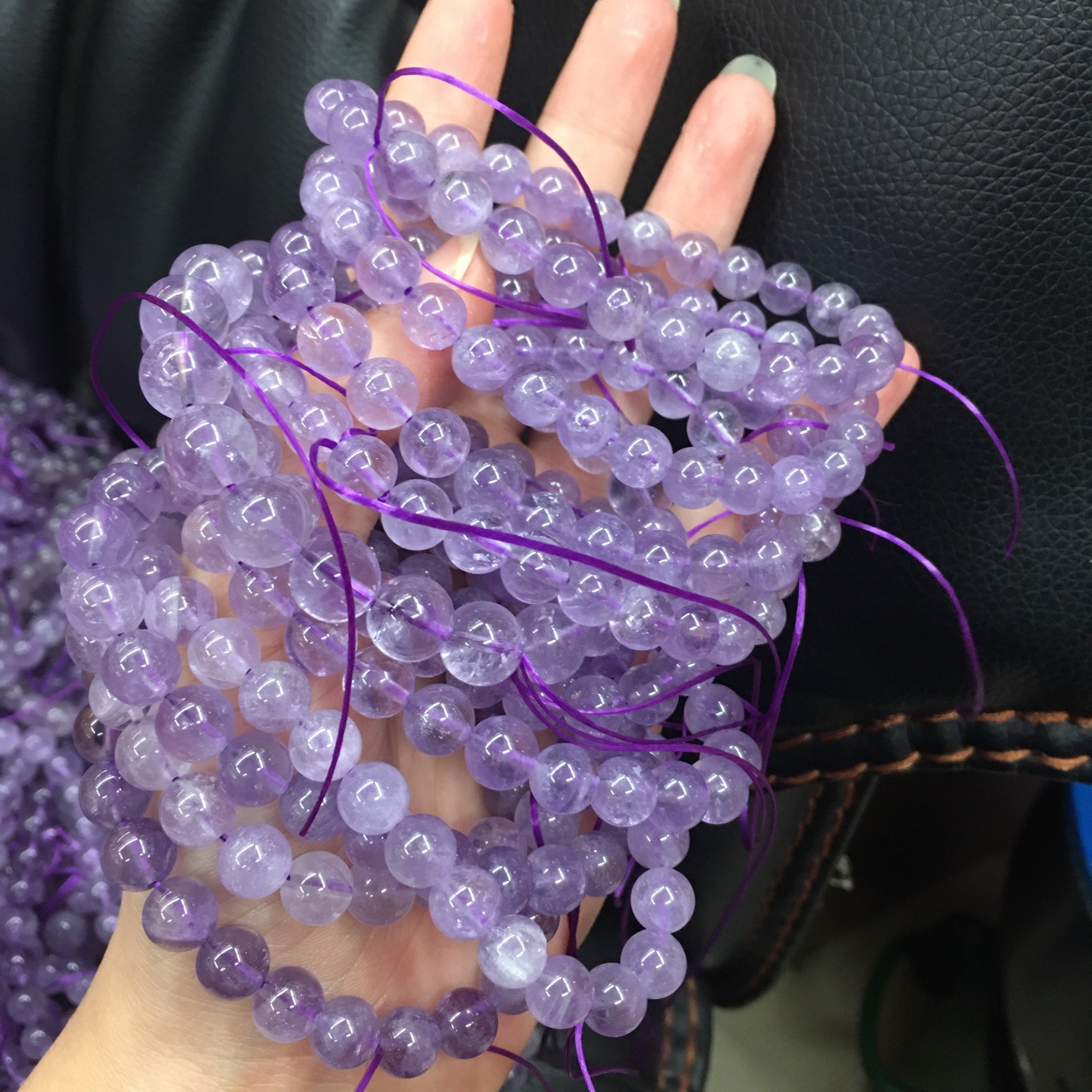 批发天然紫水晶薰衣草单圈手链干净无裂淡然紫