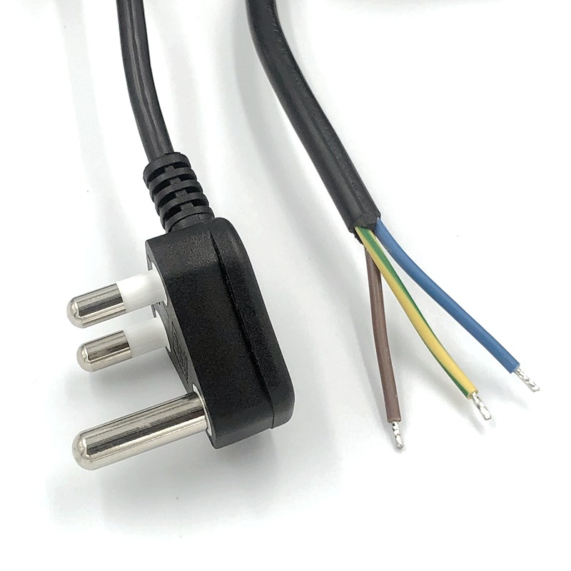 南非规电源线 南非标电源线 大小 南非三插尾部剥皮上锡打端子