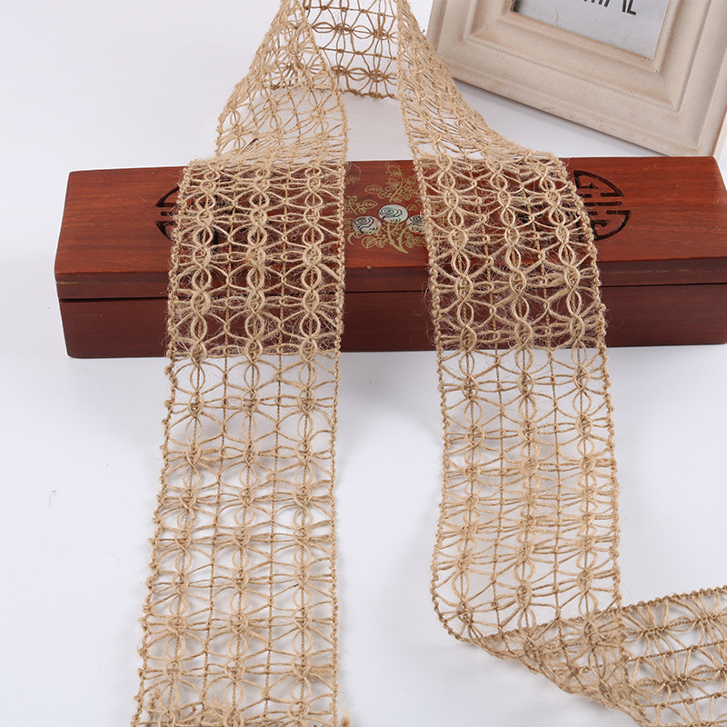 diy复古婚礼7cm镂空蜘蛛网麻布卷 家居装饰 圣诞派对装饰麻绳织带
