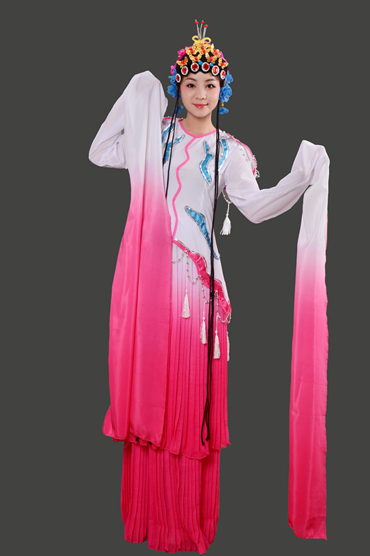 新款成人古装戏曲服饰古典长袖水袖戏服演出服花旦京剧表演服