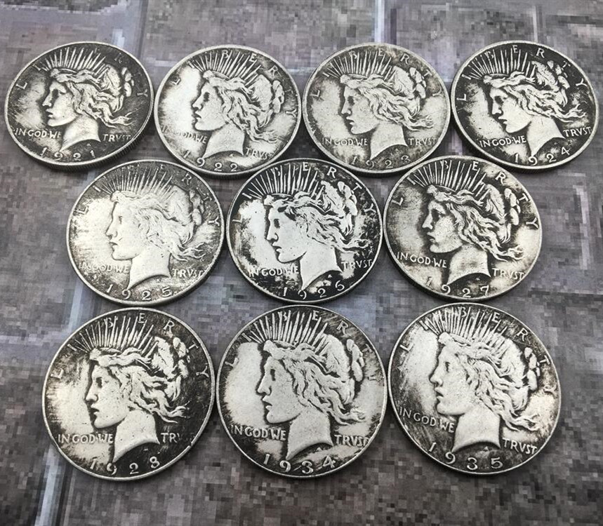 10个年号外币银币银元1921-1935美国骷髅纪念币厂家收藏批发银元