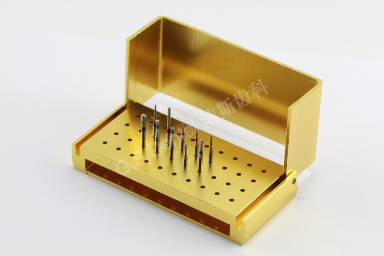 牙科材料30孔车针盒 高温消毒盒金属车针架 铝合金车针盒牙科工具