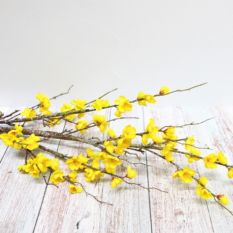 厂家批发 大枝 腊梅仿真花 落地 高枝 干枝梅花 居家假花装饰