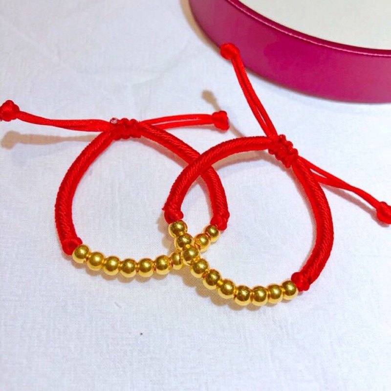 3d硬金足金999十全十美转运珠手链亲子款路路通24k纯黄金光珠手链