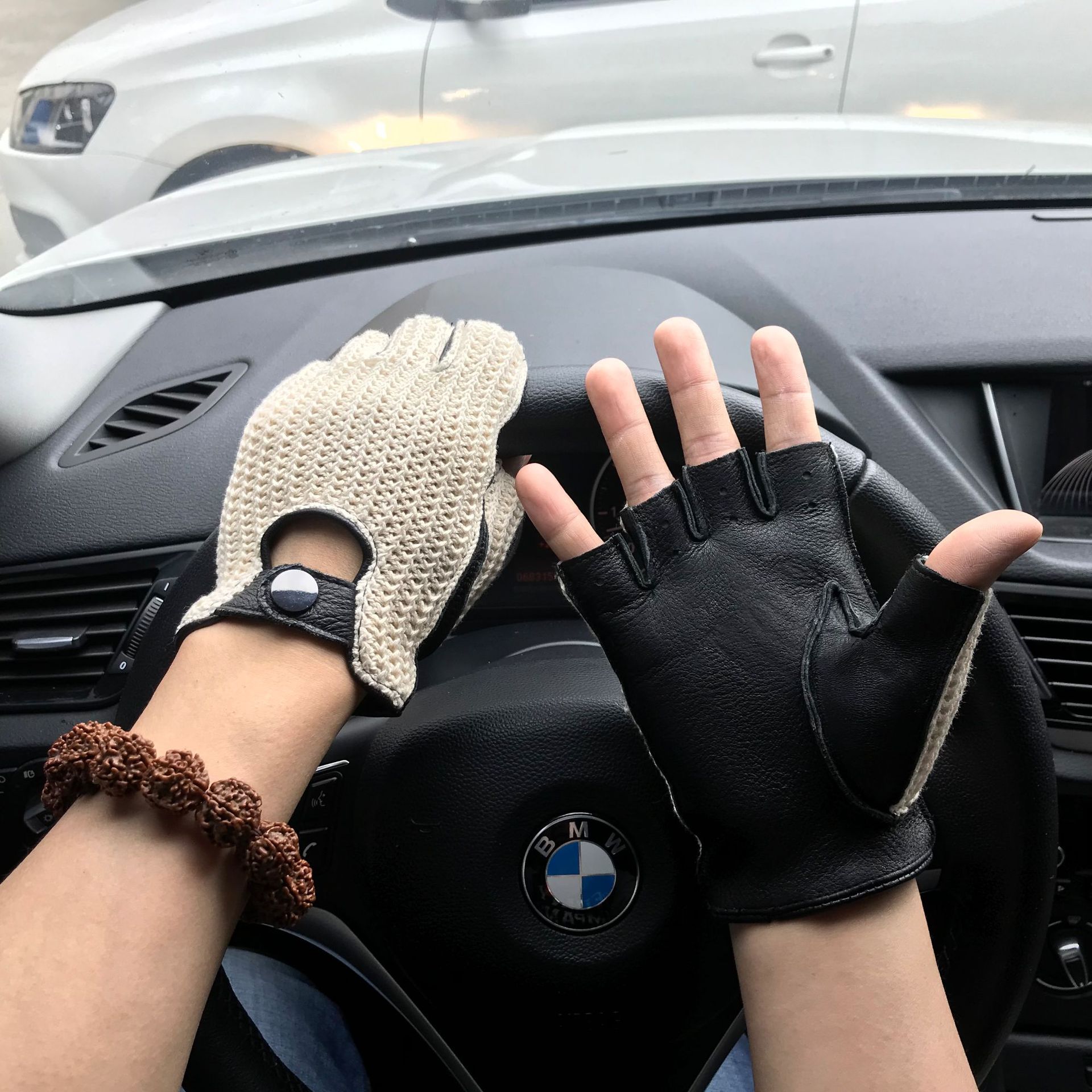 柔软鹿皮机车驾驶摩托车男女真皮手套透气防滑机车手套am014a