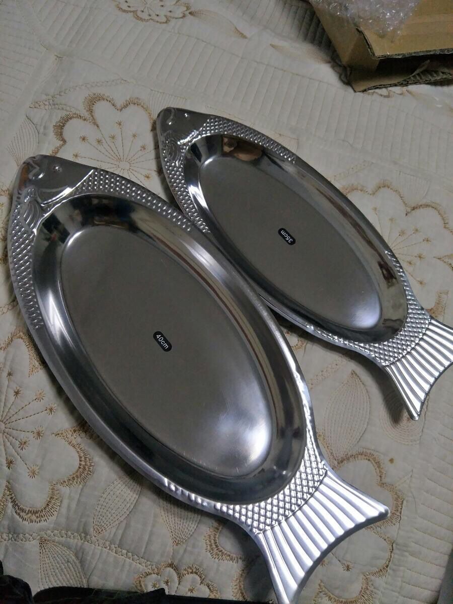 不锈钢鱼盘 创意新奇特盘 厨房家用加厚加深水果菜盘小吃盘出口