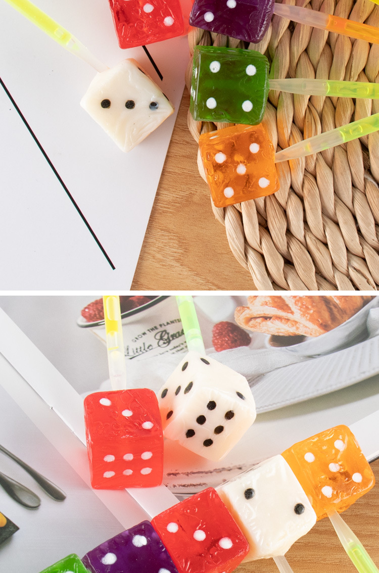 创意骰子荧光棒棒糖35支盒装 批发韩国色子棒棒糖果酒吧ktv发光糖