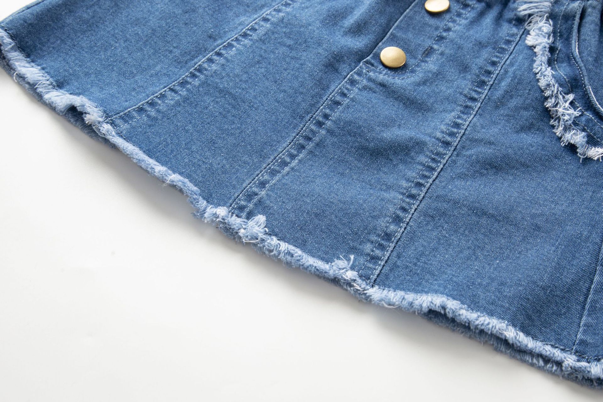 外贸童装 2019年秋款高弹牛仔裙 女童全棉水洗蓝牛仔半身裙