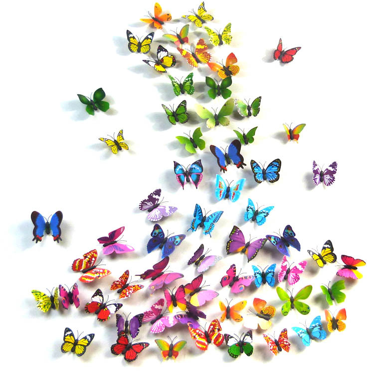 磁铁蝴蝶 6cm仿真蝴蝶立体3d 8只套装3d墙贴立体蝴蝶 儿童卧式贴